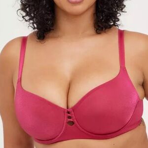 Torrid T-Shirt Unlined Glossy Mesh Ballet Back Bra in Red‎ size 44DD